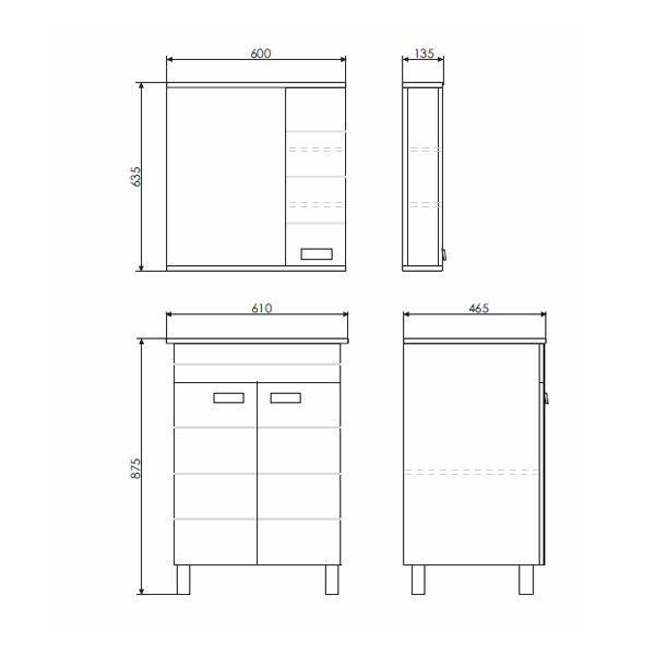 Тумба-умывальник Comforty Модена 60М белая с раковиной Quadro 60 00-00001642CF