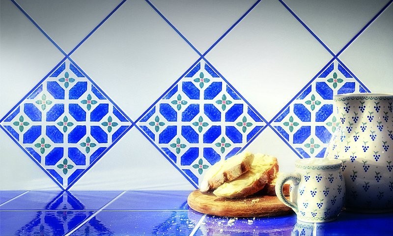 Tubadzin Majolika 17 20х20 плитка настенная для кухни синяя