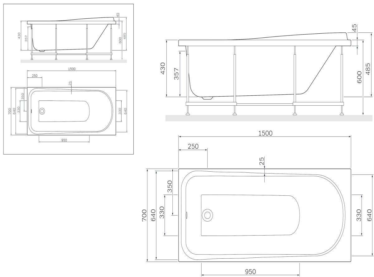 Am.Pm Like W80A-150-070W-R каркас для ванны A0 150х70 см