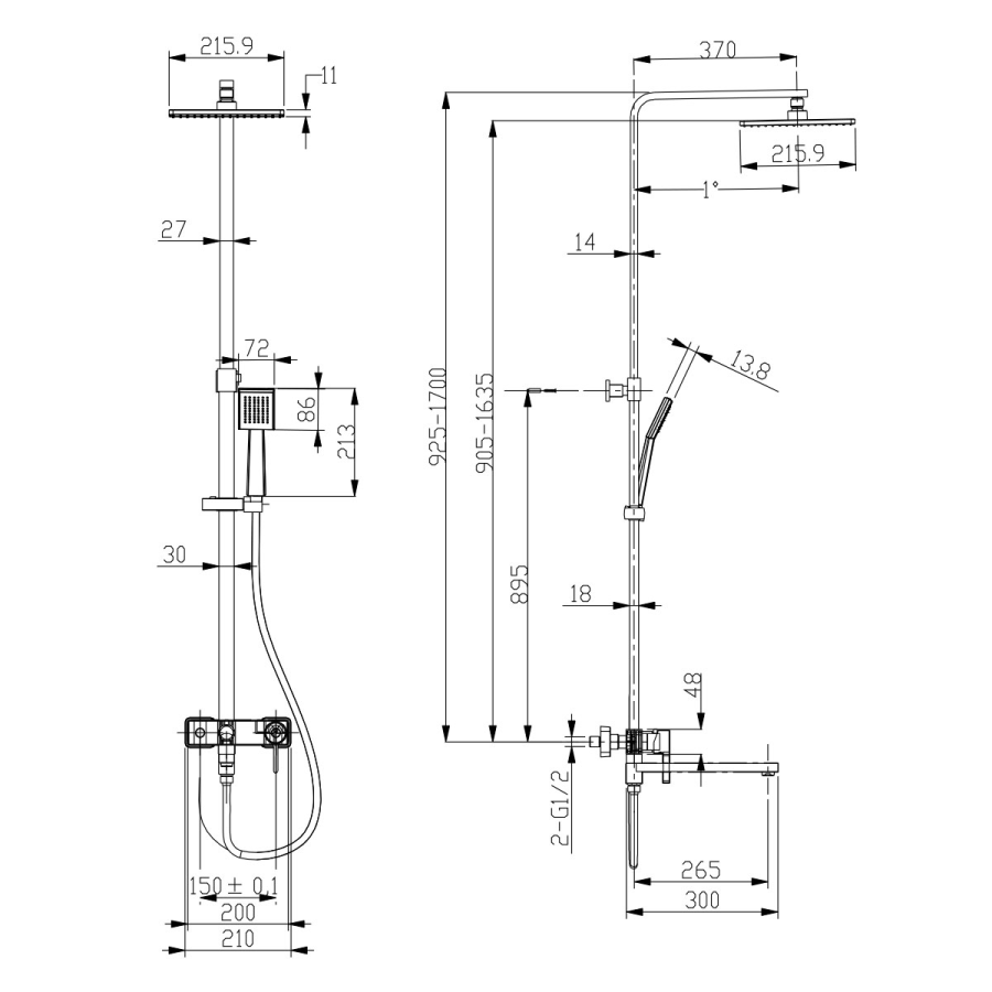 Lemark Tropic смеситель для ванны и душа LM7004CS