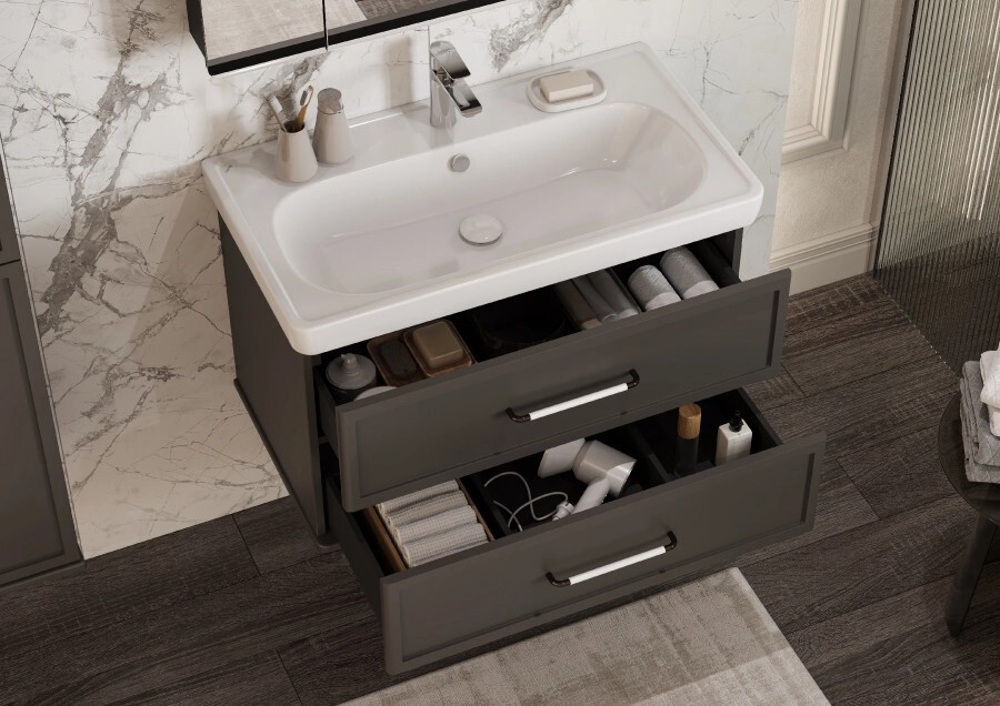 Тумба под раковину AQUATON Нео-Классика 85 2 ящика, мускат 1A286301NCR30