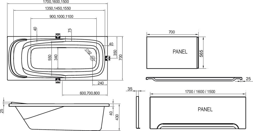 Ravak Vanda II 170*70 ванна акриловая прямоугольная CP21000000