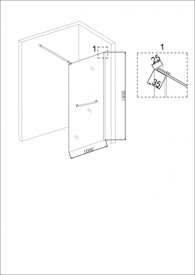 Душевая перегородка Niagara Nova NG-681-10ВLACK (100х195)
