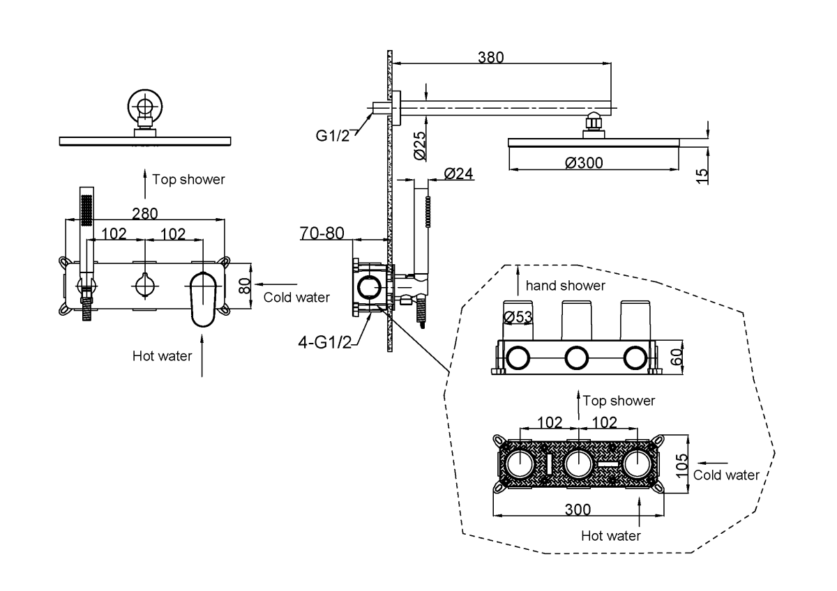 Душевая система Boheme Spectre Черный матовый 454-B