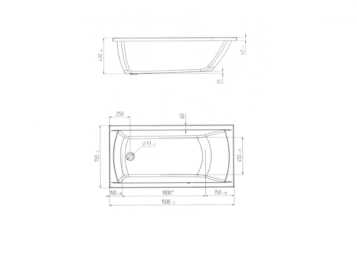 Marka One Modern 150*75 ванна акриловая прямоугольная