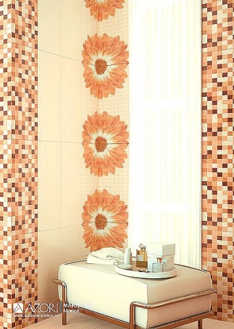 Azori Mariscos Mosaic Floris Mocca 20х50см декор настенный матовый