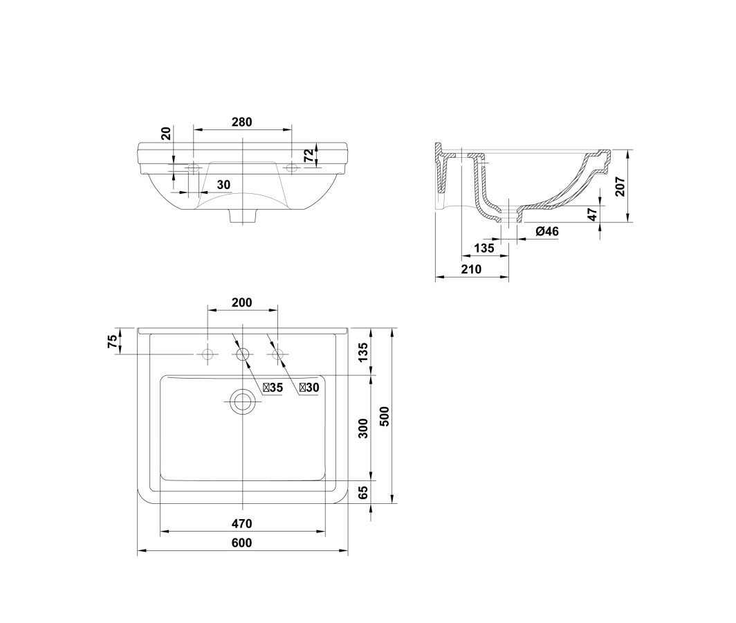 Gala Noble 12040 раковина 60x50 см