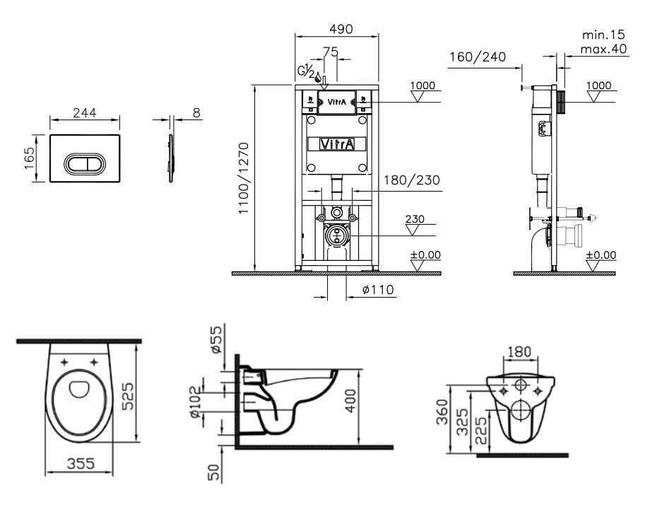 Vitra Normus 9773B003-7200 унитаз подвесной + инсталляция