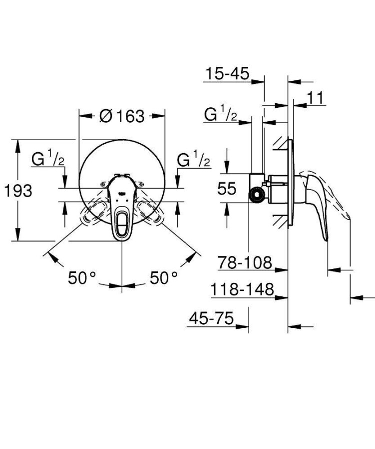 Grohe Eurostyle new 33635003 смеситель для душа внешняя и встраиваемая части