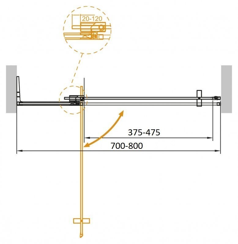 Душевая дверь в нишу CEZARES SLIDER-B-1-70/80-C-GM