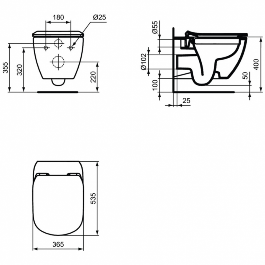 Ideal Standard Tesi унитаз подвесной безободковый T350301