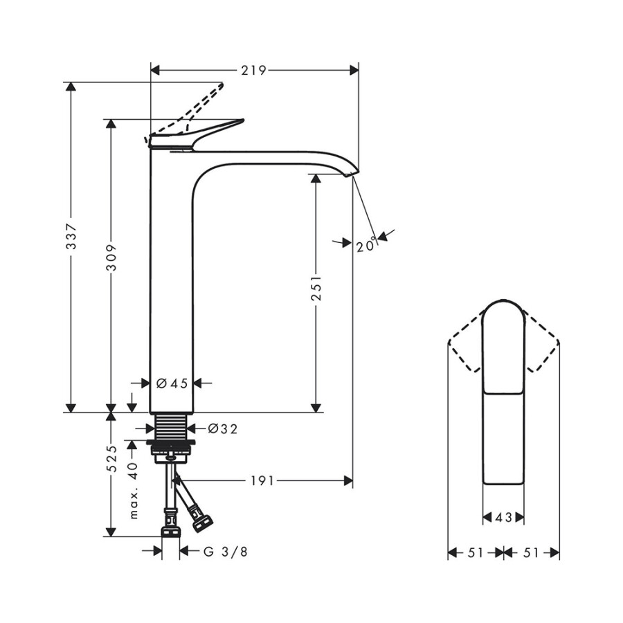 Hansgrohe Vivenis Смеситель для раковины 250 без донного клапана белый матовый 75042700