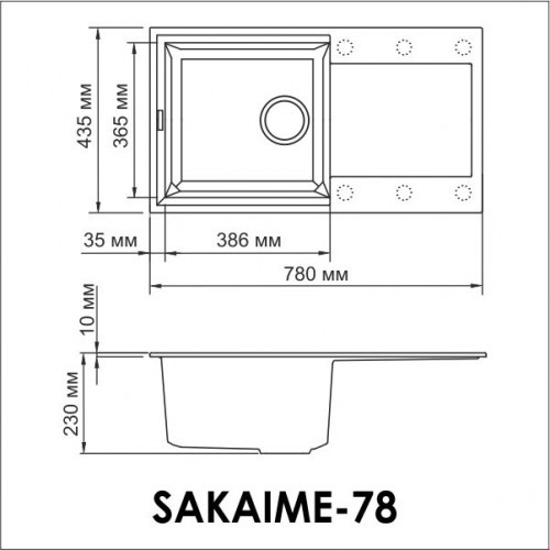 Omoikiri Sakaime 78-BL 4993111 кухонная мойка тetogranit черный 78х43.5 см