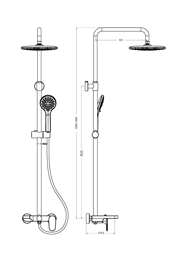 Душевая система Boheme Spectre Золото матовый с изливом 458-MG