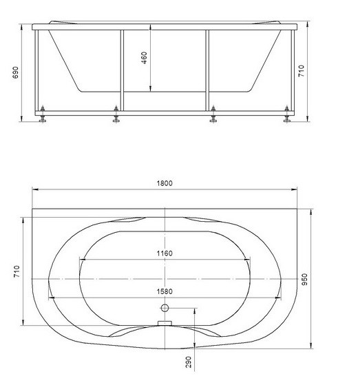 Акватек Мелисса 180*95 ванна акриловая MEL180-0000031