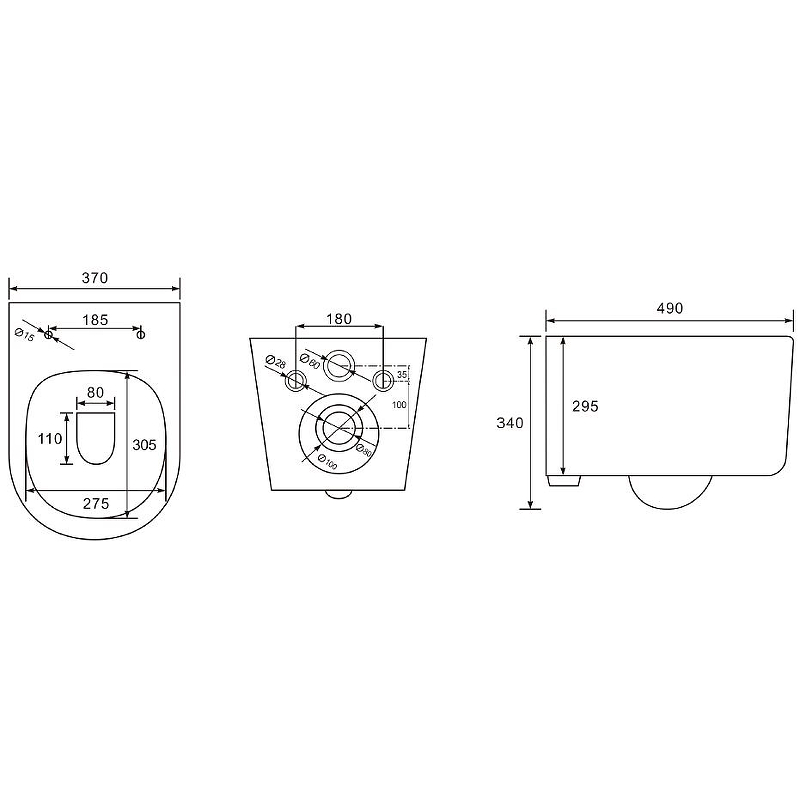 Aquatek Мия унитаз подвесной с инсталляцией Grohe и кнопкой смыва 38811KF0 + AQ2004-MB