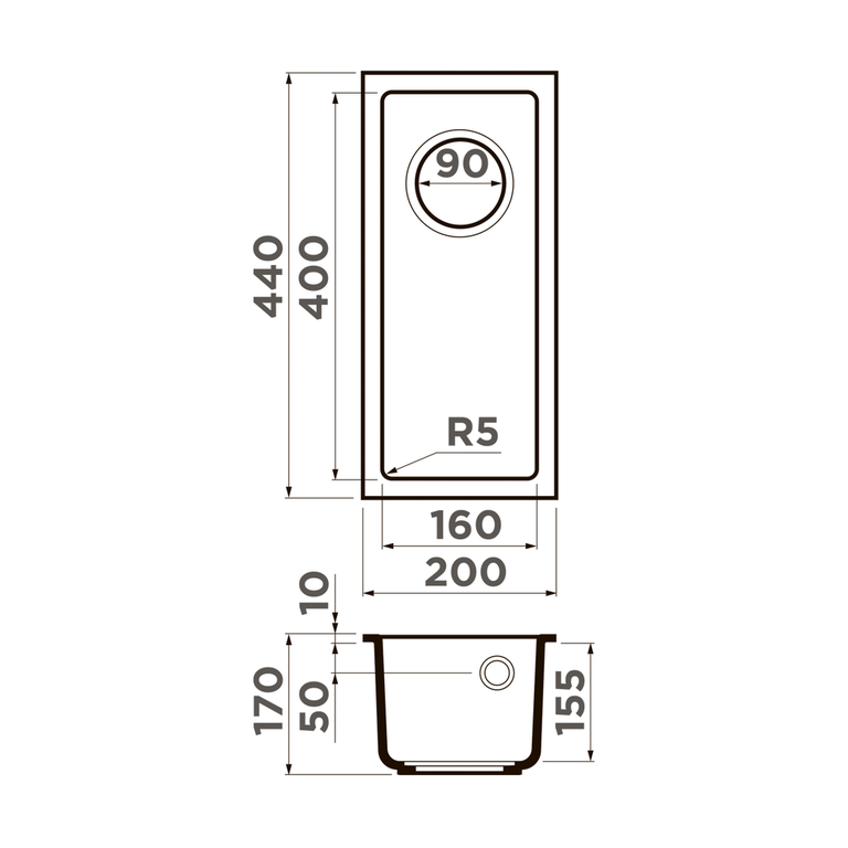 Omoikiri BOSEN 20-U мойка кухонная платина 4993227