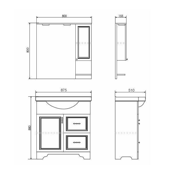 Зеркало-шкаф Comforty "Севилья-85" слоновая кость 00003132625CF