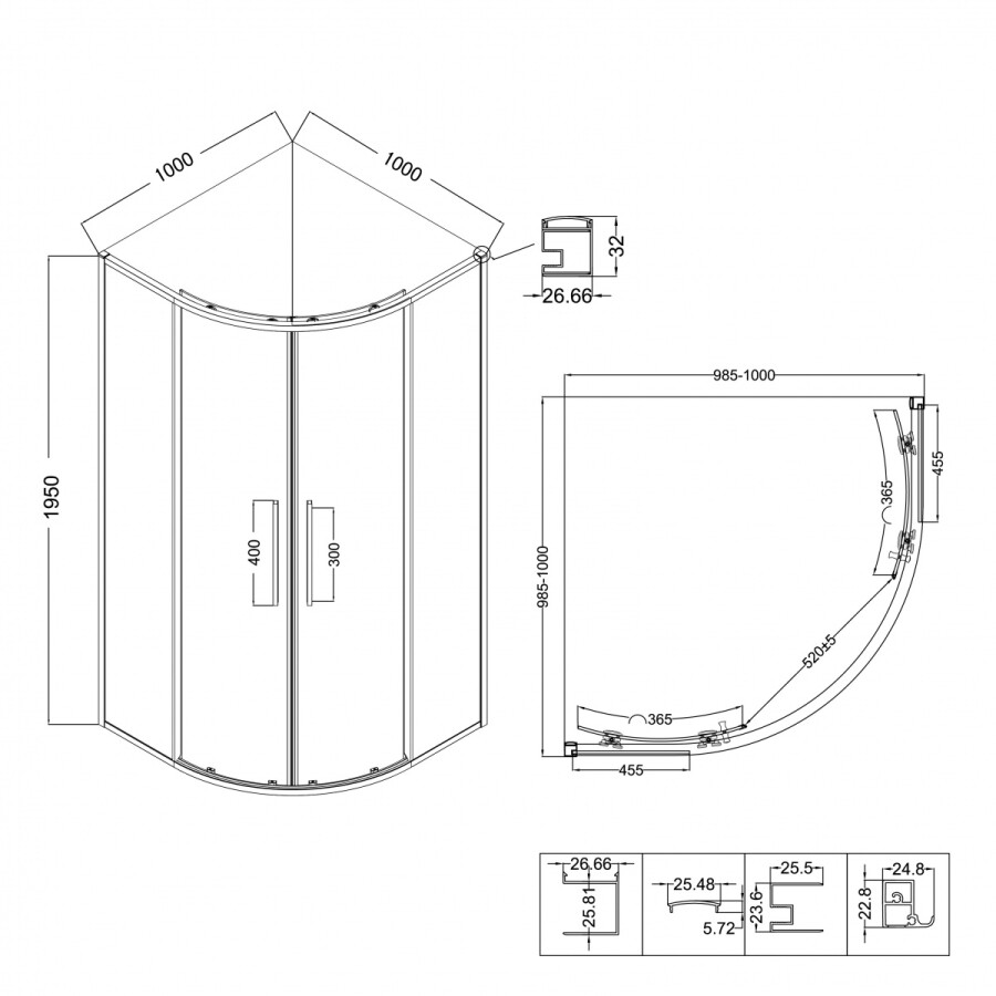 Душевой угол 100x100 Niagara Nova NG 2827-34BLACK