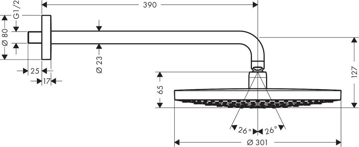 Hansgrohe Raindance Select S Верхний душ 300 2jet с держателем хром 27378000