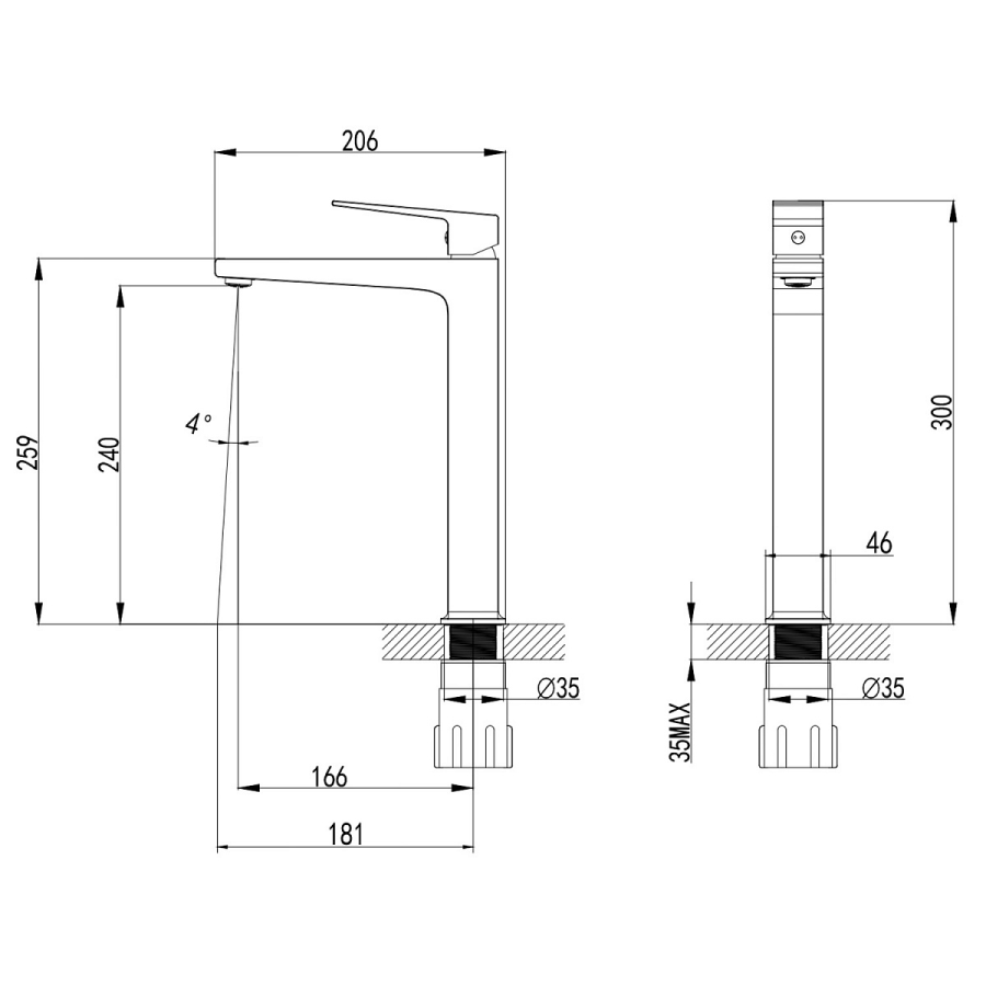 Azario Eddie смеситель для раковины черный AZ-VBH168U07PA