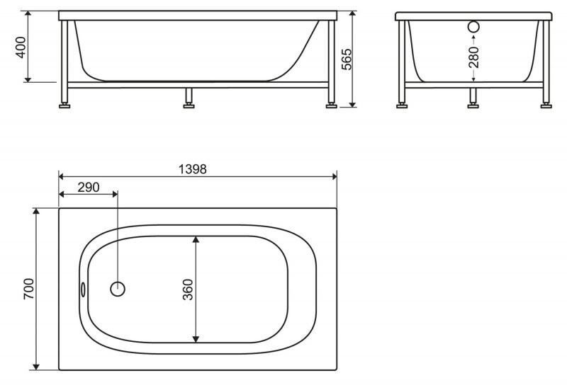 BelBagno BB101-140-70 140*70 ванна акриловая прямоугольная