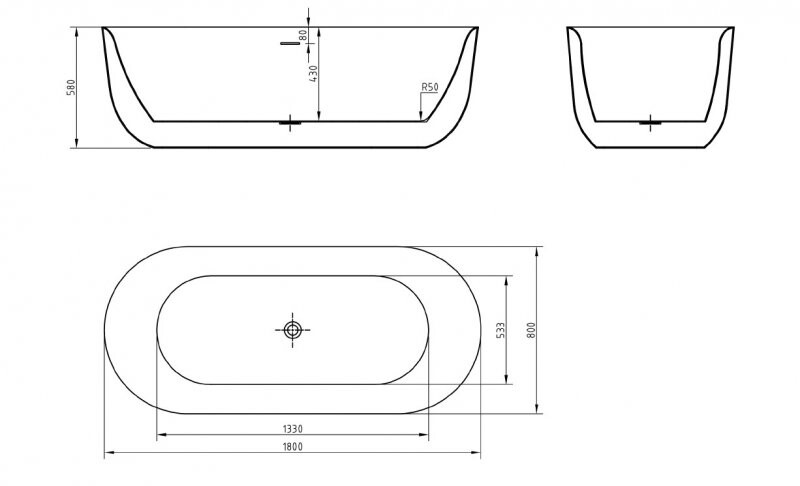 BelBagno BB706-1800-800 Акриловая ванна отдельностоящая овальная