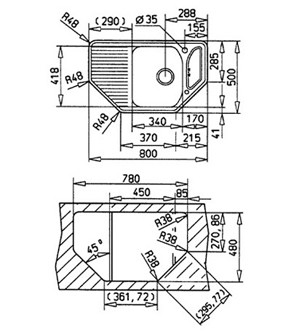 Teka Texina 45 E-TG 87110 Мойка для кухни антрацит 80х50 см