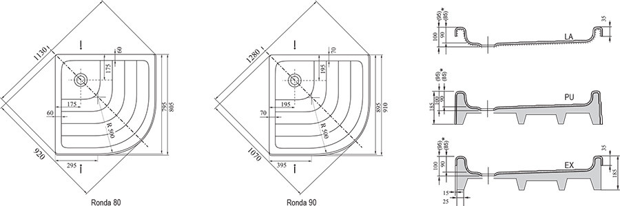 Ravak Ronda 90*90*18,5 PU душевой поддон акриловый A207001120