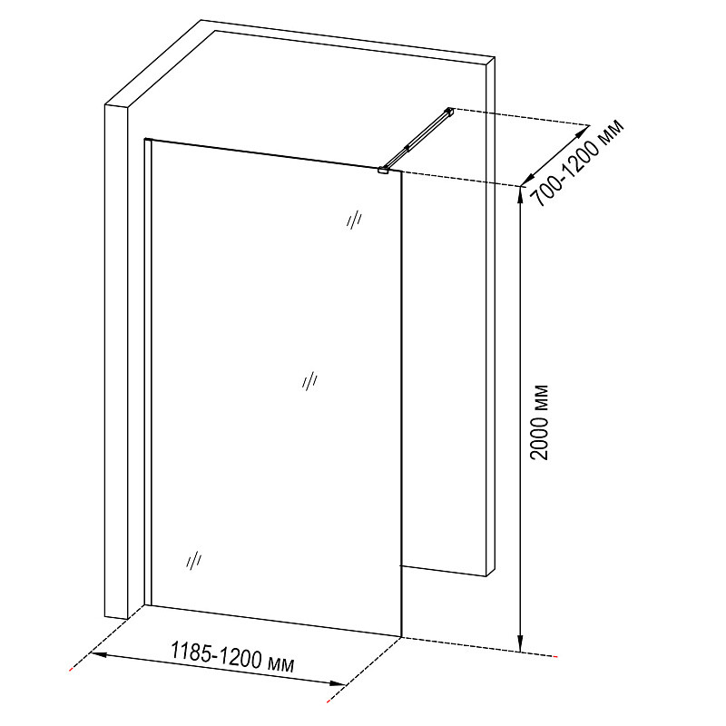 Душевая перегородка Loranto 120х200 профиль хром CS-W04C-120