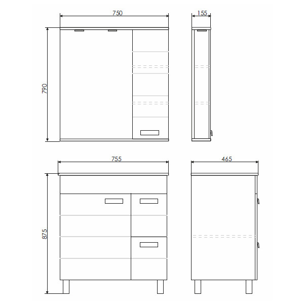 Зеркало-шкаф Comforty Модена 75М белый 00-00001640CF