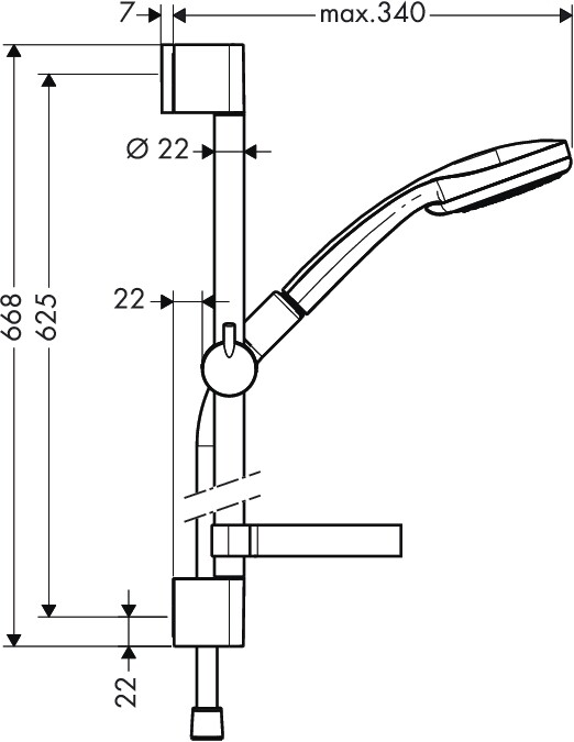 Hansgrohe 27772000 CROMА 100 Vario душевая штанга