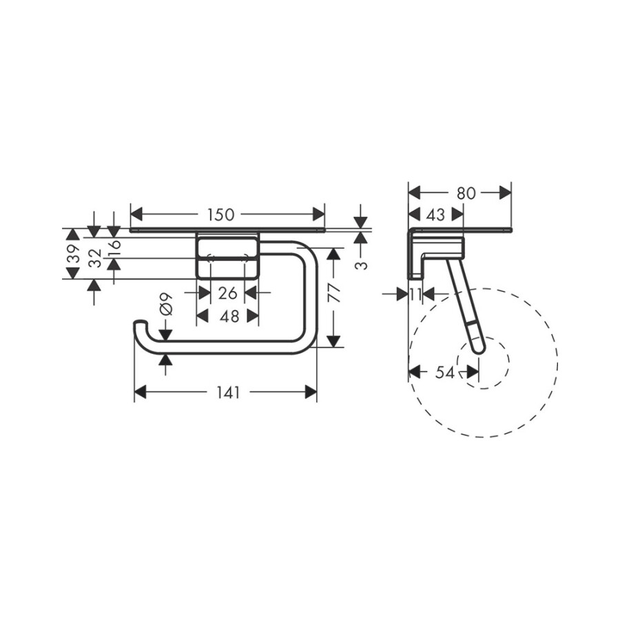 Hansgrohe AddStoris Держатель рулона туалетной бумаги хром-черный матовый 41772340