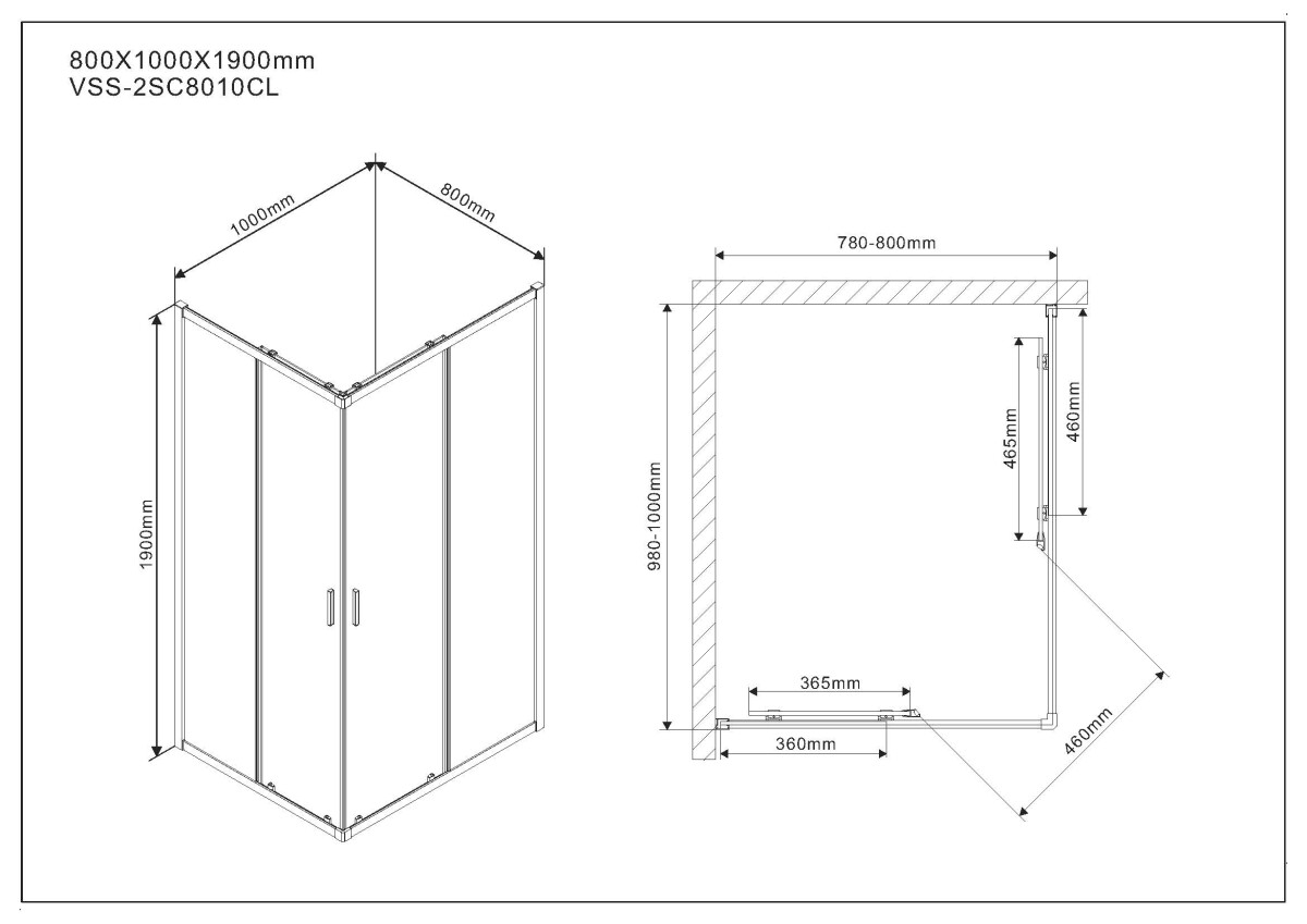 Vincea Scala душевой уголок VSS-2SC8010CL 100х80 хром, стекло прозрачное
