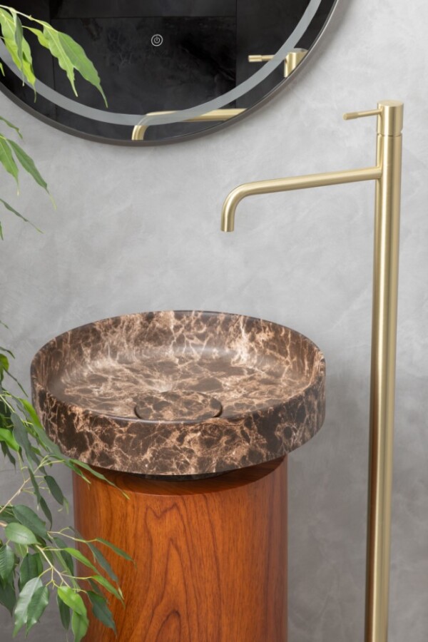 Смеситель для раковины напольный Boheme Uno Matt Gold 107-MG