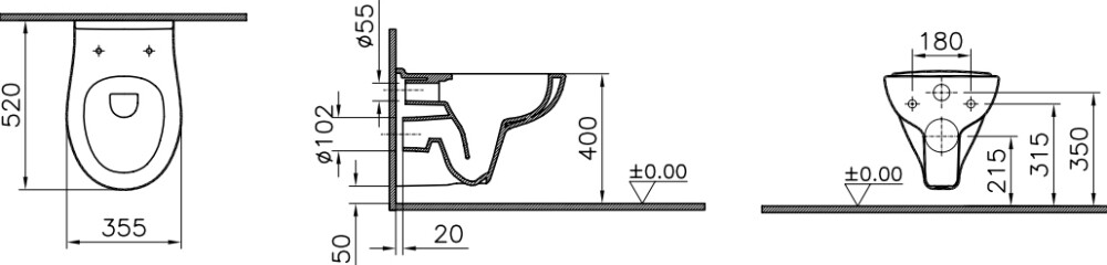 Vitra S20 7741B003-0075 унитаз подвесной