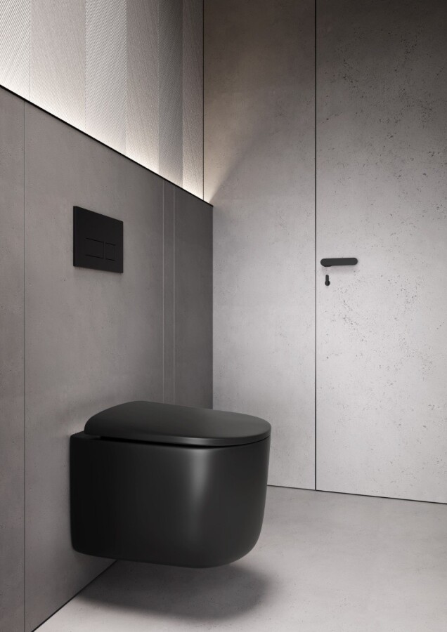 Унитаз подвесной Boheme Flow Черный матовый c крышкой, Торнадо 969-SET-B