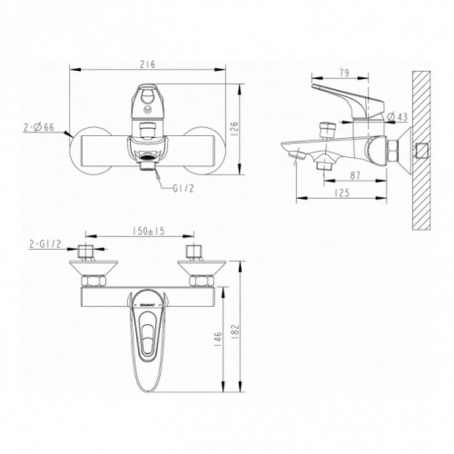 Bravat Drop-D F648162C-01 смеситель для ванны хром