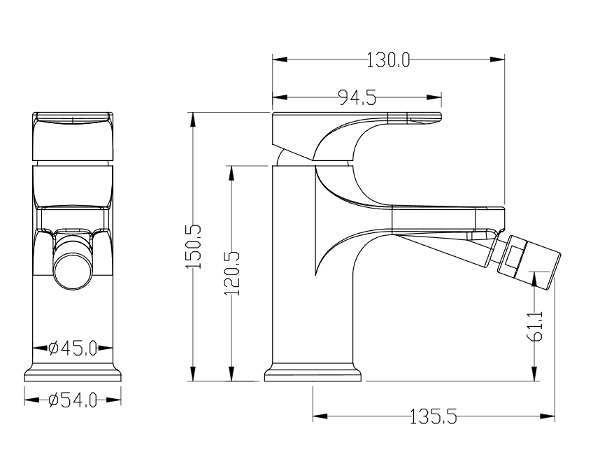 Смеситель для биде Boheme Spectre Черный матовый 456-B