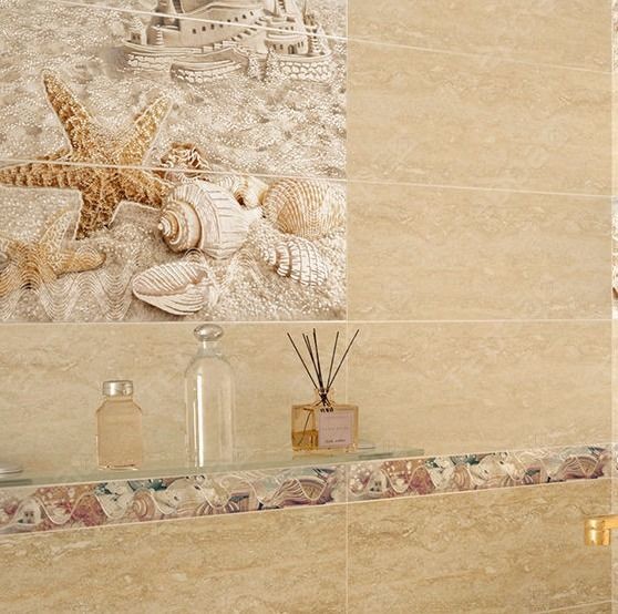 Azori caliza beige arena 50x60см декор-панно из 3шт глянцевое