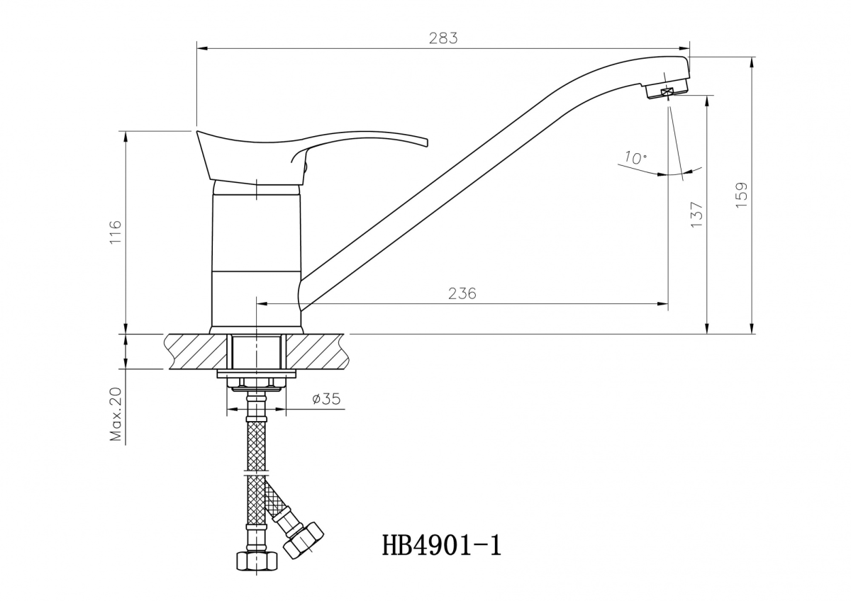 Haiba смеситель для кухни HB4901-1