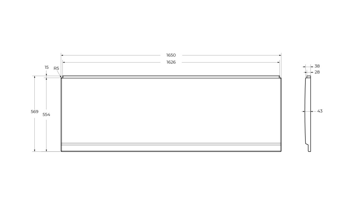 Фронтальная панель Cezares ECO-165-F-SCR-W37 для установки на каркасе