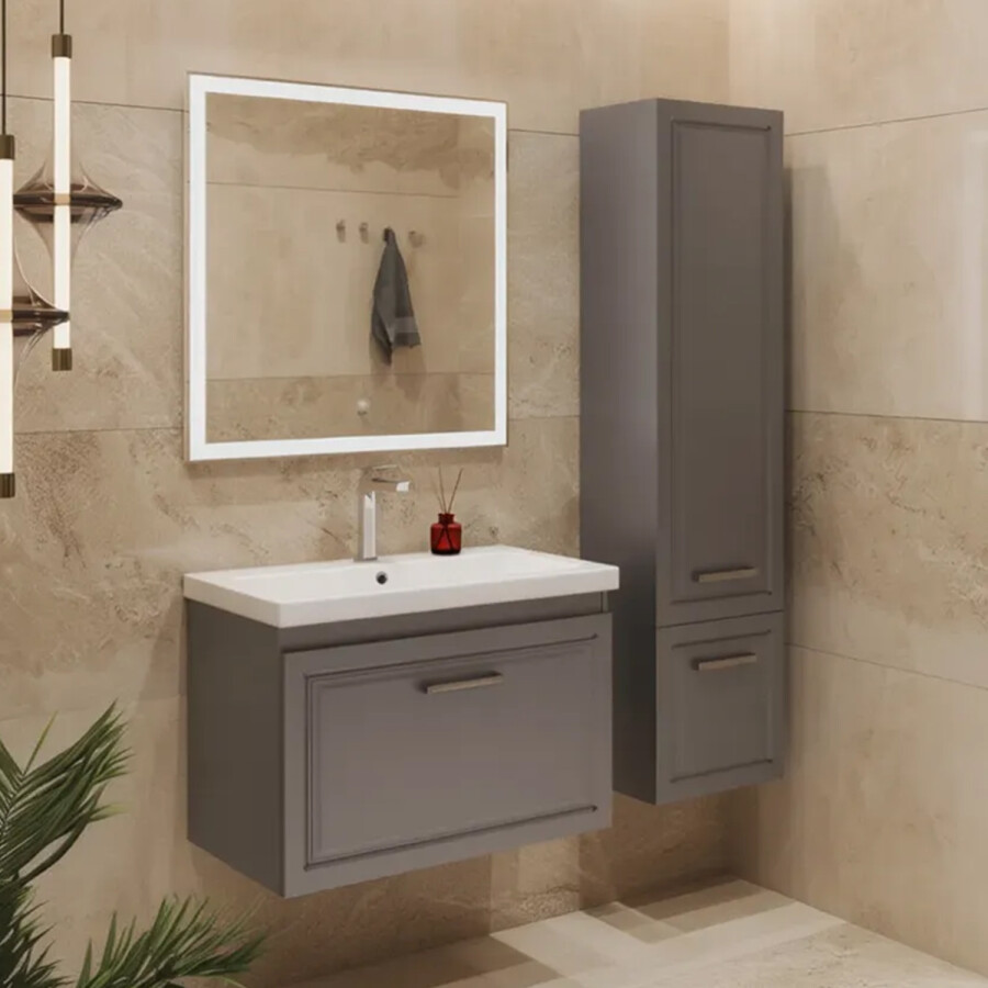 Шкаф колонна для ванной комнаты Comforty Бросно-40П оружейная сталь 00-00020779
