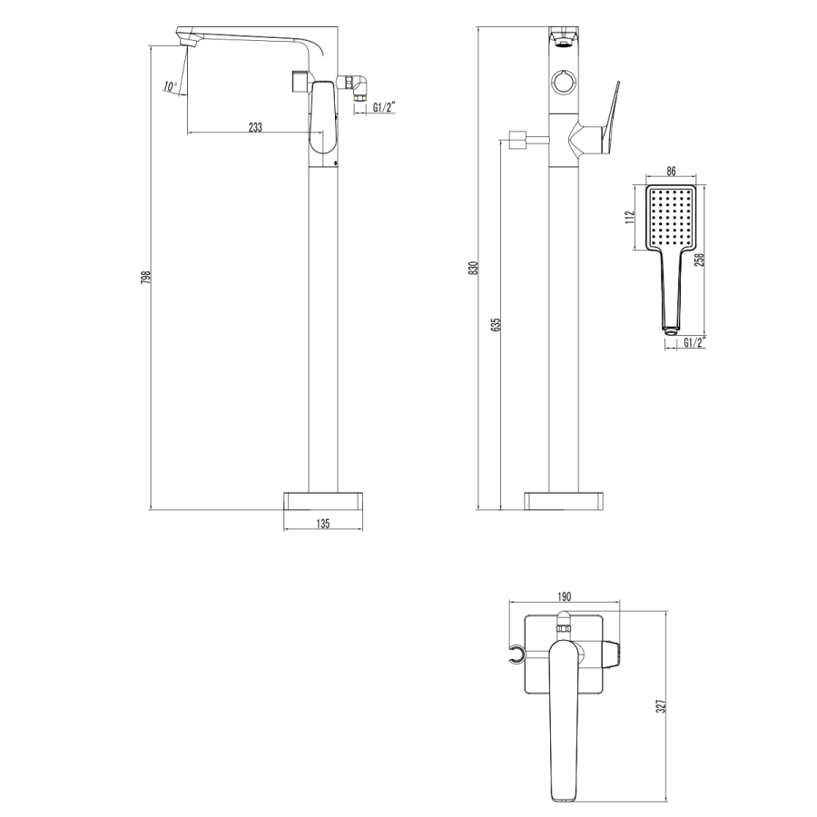 Lemark Bronx смеситель для ванны напольный LM3744BL