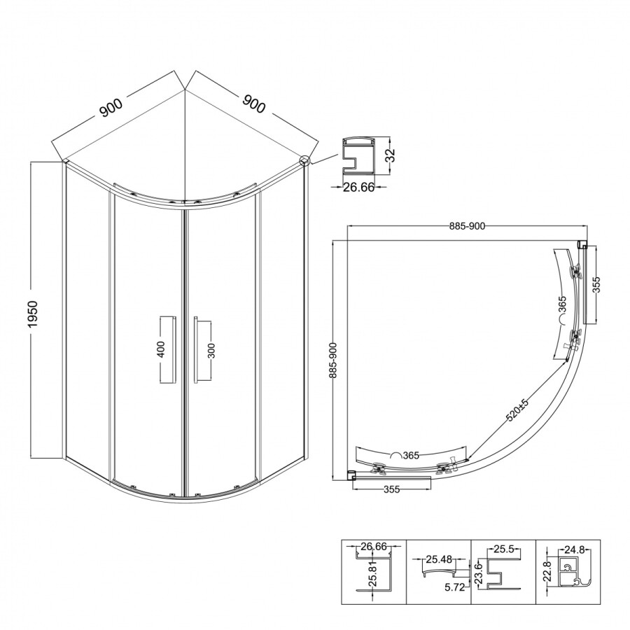 Душевой угол 90x90 Niagara Nova NG 6626-34