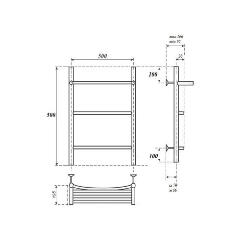 Point Афина полотенцесушитель электрический с полкой 50х50 PN04155PE