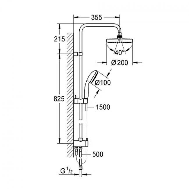 Grohe New Tempesta 200 27389001 Душевая система без излива