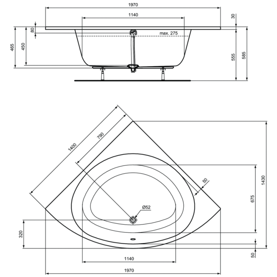 Ideal Standard i.life ванна акриловая угловая 140х140 T476601