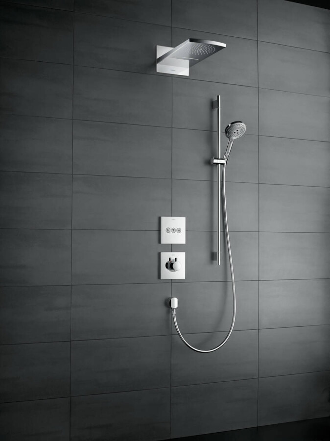 Hansgrohe Raindance Select S Душевой набор 120 3jet со штангой 90 см и мыльницей хром-белый матовый 26631400