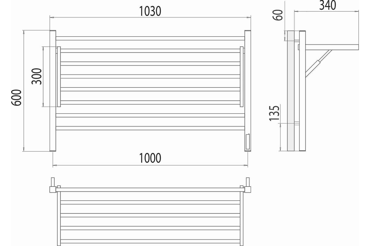 Полотенцесушитель электрический Terminus Горизонт sensor quick touch 1000x600 П8 4670078543271